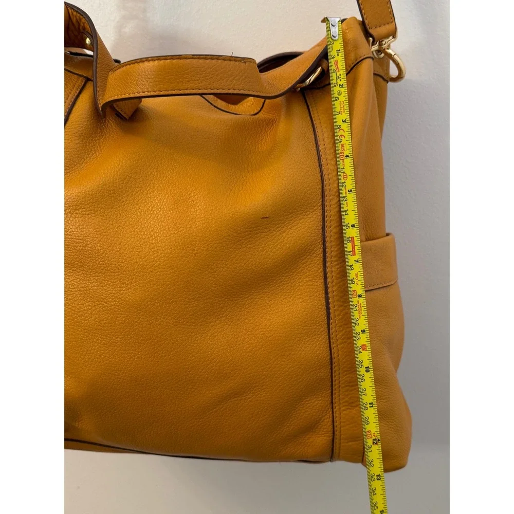 Stunning Presa Pebbled Leather Handbag in Vibrant Honey/Mustard Tone